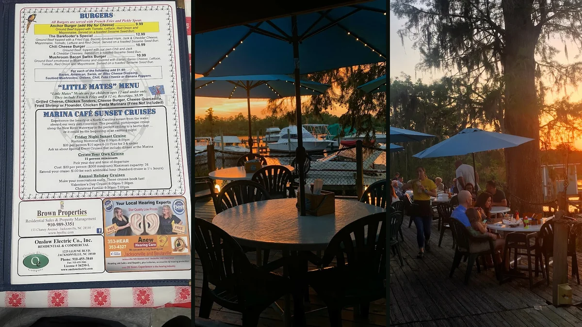 Seafood plates served in a relaxed waterfront setting.